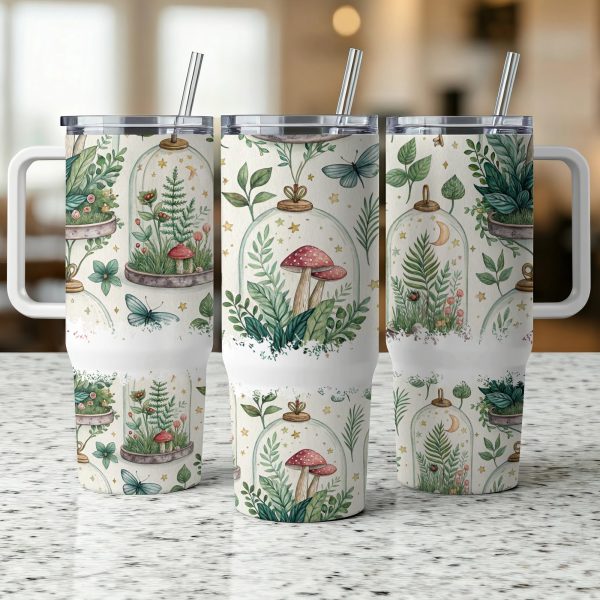 Botanical Garden Design 40oz Sublimation Tumbler Wrap, Nature Inspired Tumbler, Eco Friendly Drinkware, Unique Gift for Her, SKU1234