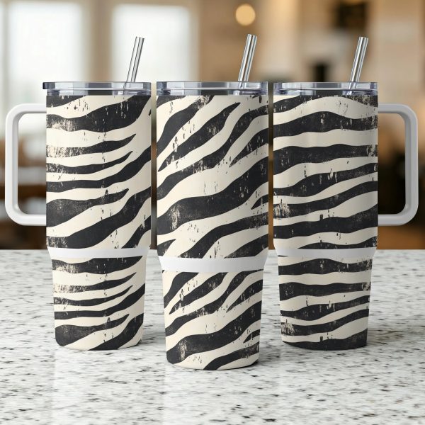 Zebra Print Sublimation Tumbler Wrap, Black and White Animal Print Tumbler, Reusable 40oz Wrap, Stylish Zebra 40oz Tumbler - Image 5