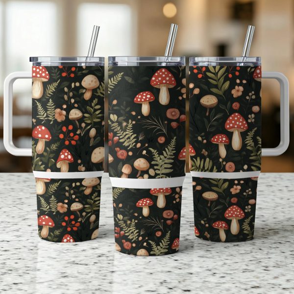 Mushroom Forest Tumbler Wrap, 40oz Sublimation Tumbler, Cute Nature Inspired Design, Reusable Drinkware for Nature Lovers - Image 5