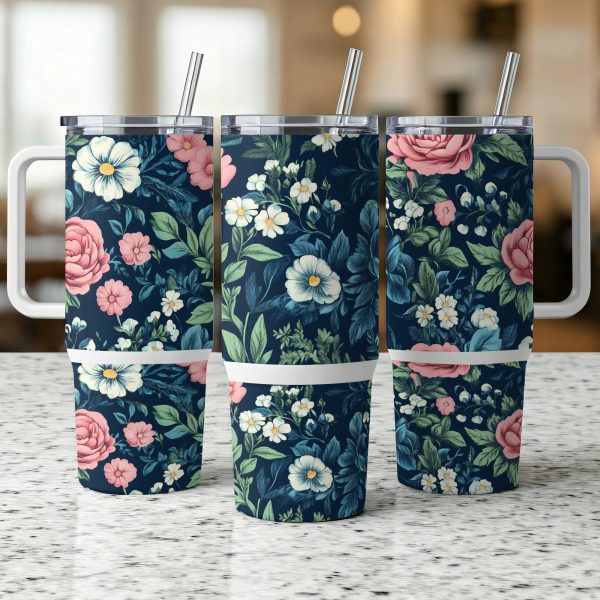 Floral 40oz Sublimation Tumbler Wrap, Elegant Flower Design Insulated Tumbler Wrap, Large Capacity Travel Mug Wrap, Gift for Her - Image 5