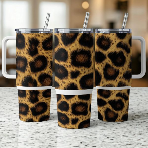 Leopard Print 40oz Sublimation Tumbler Wrap Full Wrap for Tumblers with Handles Animal Print Tumbler Wrap Unique Tumbler Gift Idea - Image 5