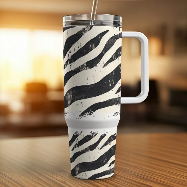 Zebra Print Sublimation Tumbler Wrap, Black and White Animal Print Tumbler, Reusable 40oz Wrap, Stylish Zebra 40oz Tumbler - Image 2