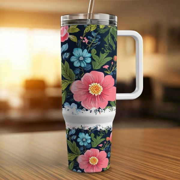 Floral 40oz Sublimation Tumbler Wrap, Wildflower Garden Tumbler Wrap, Reusable Tumbler with Lid and Straw, Insulated Floral Tumbler Wrap - Image 2