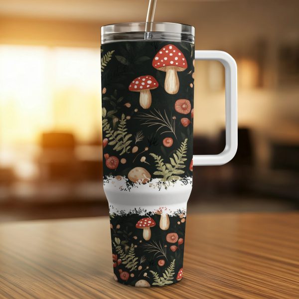 Mushroom Forest Tumbler Wrap, 40oz Sublimation Tumbler, Cute Nature Inspired Design, Reusable Drinkware for Nature Lovers - Image 2