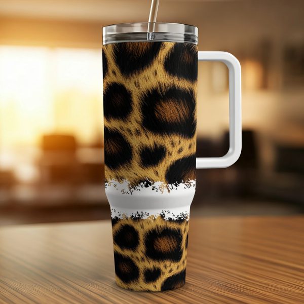 Leopard Print 40oz Sublimation Tumbler Wrap Full Wrap for Tumblers with Handles Animal Print Tumbler Wrap Unique Tumbler Gift Idea - Image 2