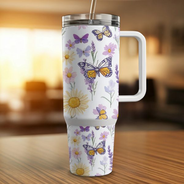 Floral Butterfly Sublimation Tumbler Wrap, 40oz Tumbler Wrap, Spring Flowers Tumbler Wrap, Reusable Tumbler Wrap, Cute Tumbler Wrap - Image 4