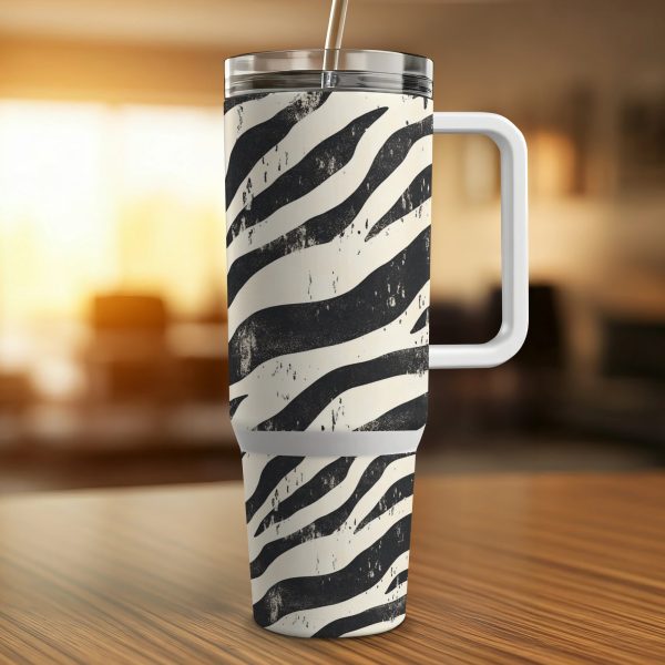 Zebra Print Sublimation Tumbler Wrap, Black and White Animal Print Tumbler, Reusable 40oz Wrap, Stylish Zebra 40oz Tumbler - Image 4