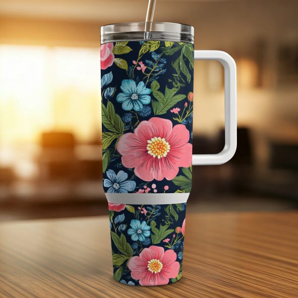 Floral 40oz Sublimation Tumbler Wrap, Wildflower Garden Tumbler Wrap, Reusable Tumbler with Lid and Straw, Insulated Floral Tumbler Wrap - Image 4