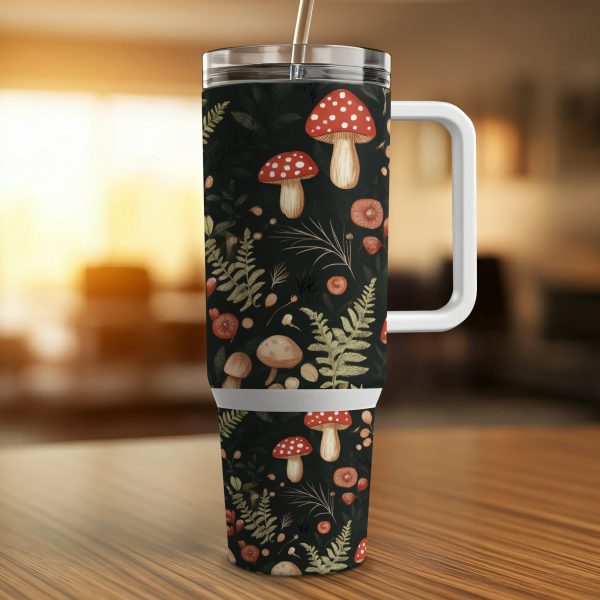 Mushroom Forest Tumbler Wrap, 40oz Sublimation Tumbler, Cute Nature Inspired Design, Reusable Drinkware for Nature Lovers - Image 4