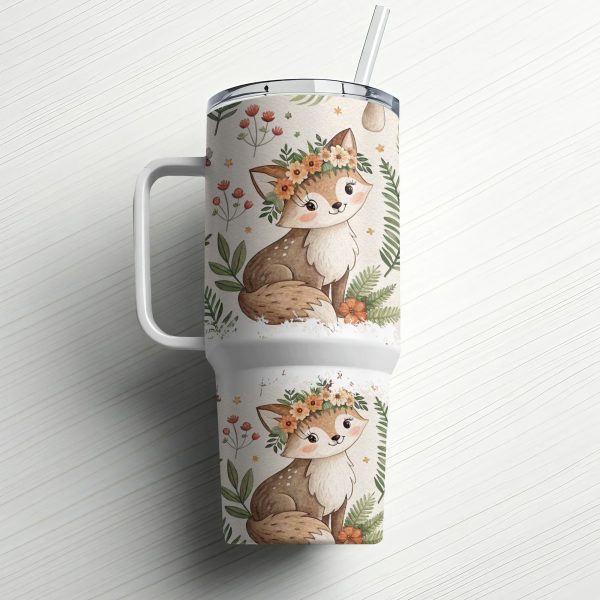 Cute Woodland Creatures 40oz Sublimation Tumbler Wrap, Fox Owl and Deer Design, Nature Inspired Tumbler, Perfect Gift for Nature Lovers - Image 6