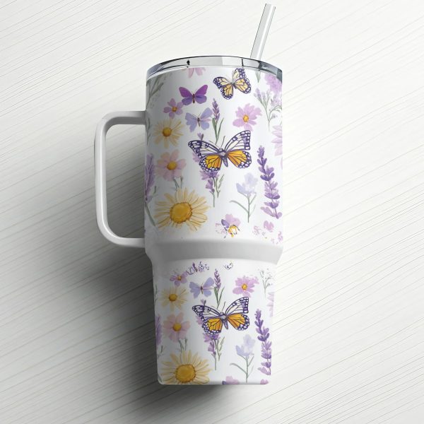 Floral Butterfly Sublimation Tumbler Wrap, 40oz Tumbler Wrap, Spring Flowers Tumbler Wrap, Reusable Tumbler Wrap, Cute Tumbler Wrap - Image 6