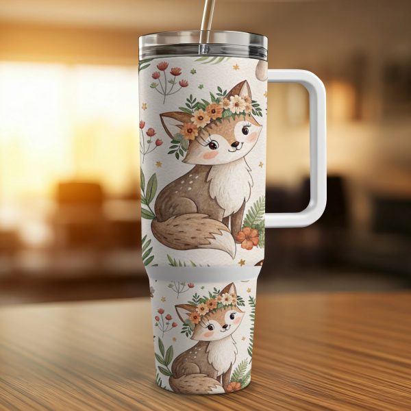 Cute Woodland Creatures 40oz Sublimation Tumbler Wrap, Fox Owl and Deer Design, Nature Inspired Tumbler, Perfect Gift for Nature Lovers - Image 4