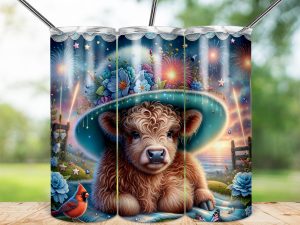 Cow Tumbler Wrap, Cute Highland, Fireworks Design, 20oz Skinny Sublimation, Floral Hat, Cardinal Bird, Aesthetic, Gift Idea