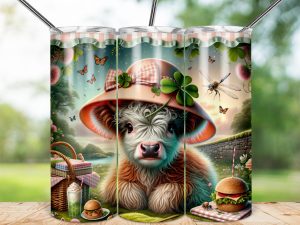 Highland Cow 20oz Sublimation Tumbler, Cute Animal Wrap, Picnic Design, Clover Hat, Butterfly Dragonfly, Food Digital Download