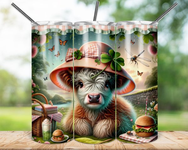 Highland Cow 20oz Sublimation Tumbler, Cute Animal Wrap, Picnic Design, Clover Hat, Butterfly Dragonfly, Food Digital Download
